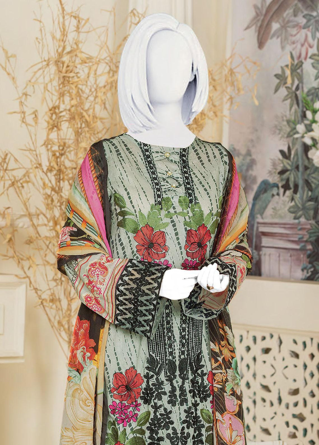 Naurang by Humdum Embroidered Lawn Suits Unstitched 3 Piece HD22NL D7 - Summer Collection