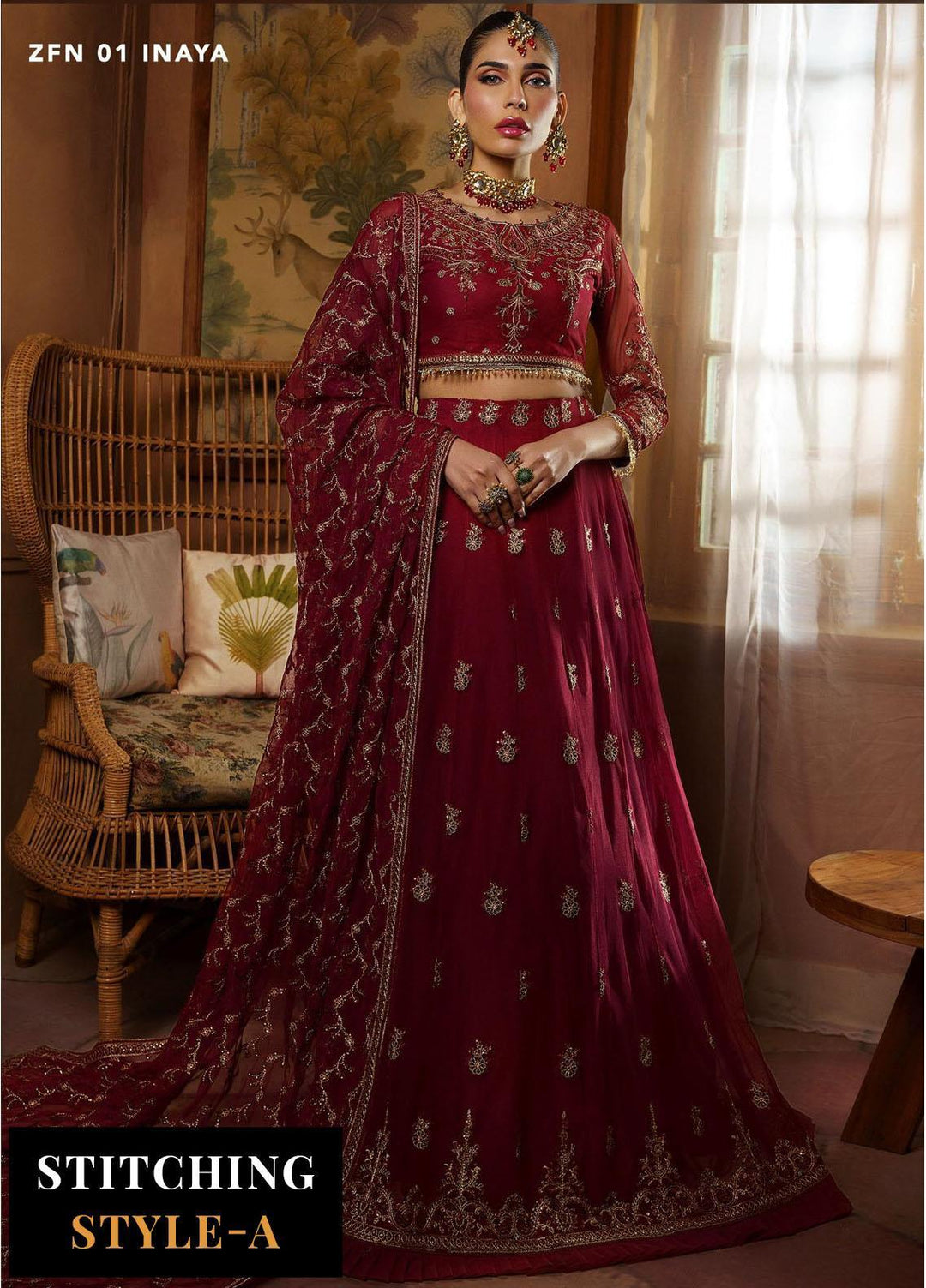 Nauroz By Zarif Embroidered Net Suits Unstitched 3 Piece ZR25UF ZFN 01 Inaya - Festive Collection