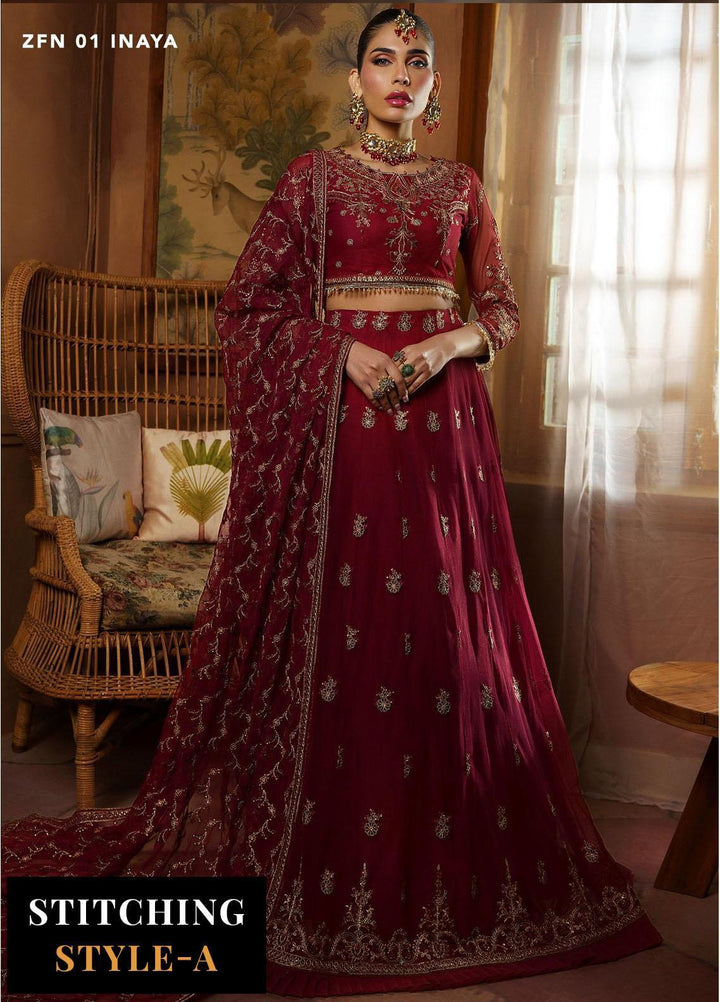 Nauroz By Zarif Embroidered Net Suits Unstitched 3 Piece ZR25UF ZFN 01 Inaya - Festive Collection