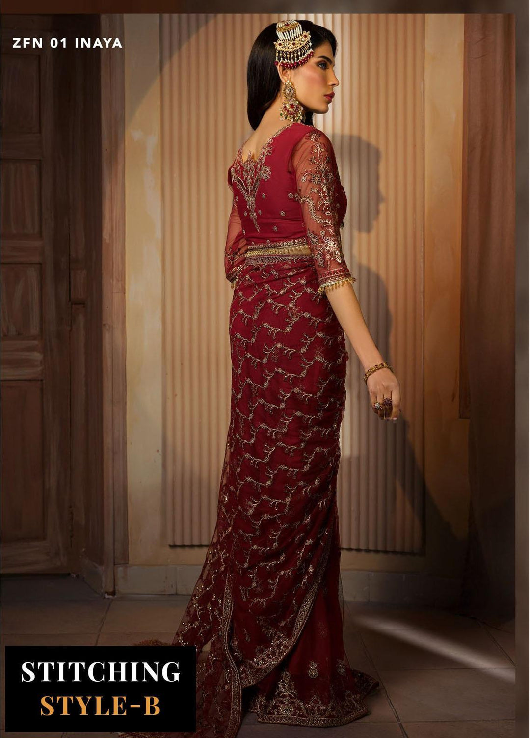 Nauroz By Zarif Embroidered Net Suits Unstitched 3 Piece ZR25UF ZFN 01 Inaya - Festive Collection