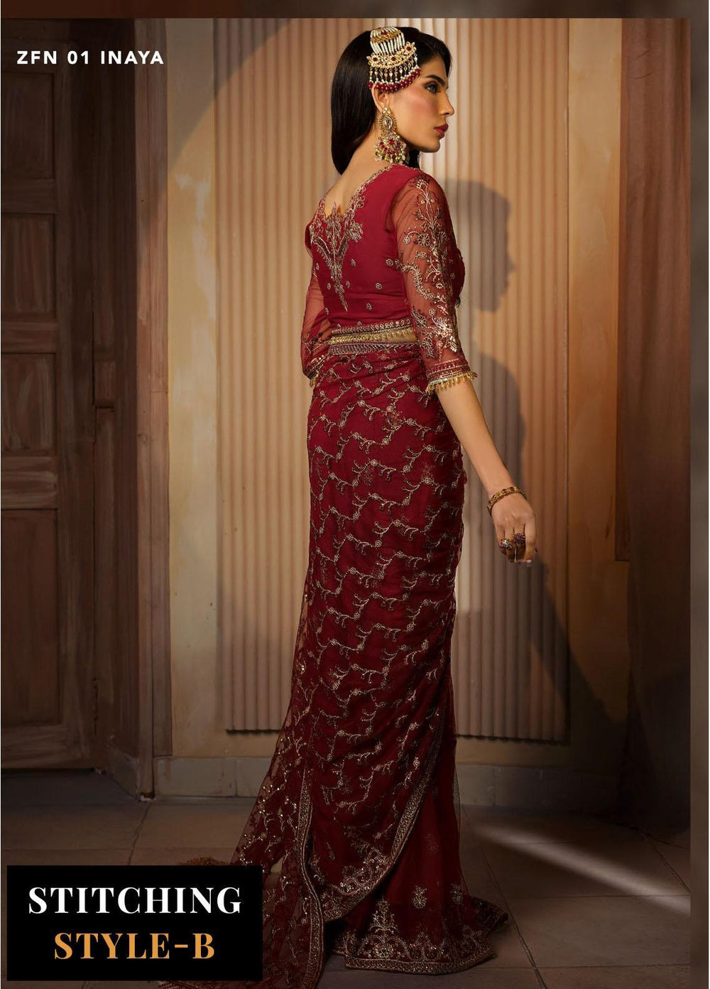 Nauroz By Zarif Embroidered Net Suits Unstitched 3 Piece ZR25UF ZFN 01 Inaya - Festive Collection
