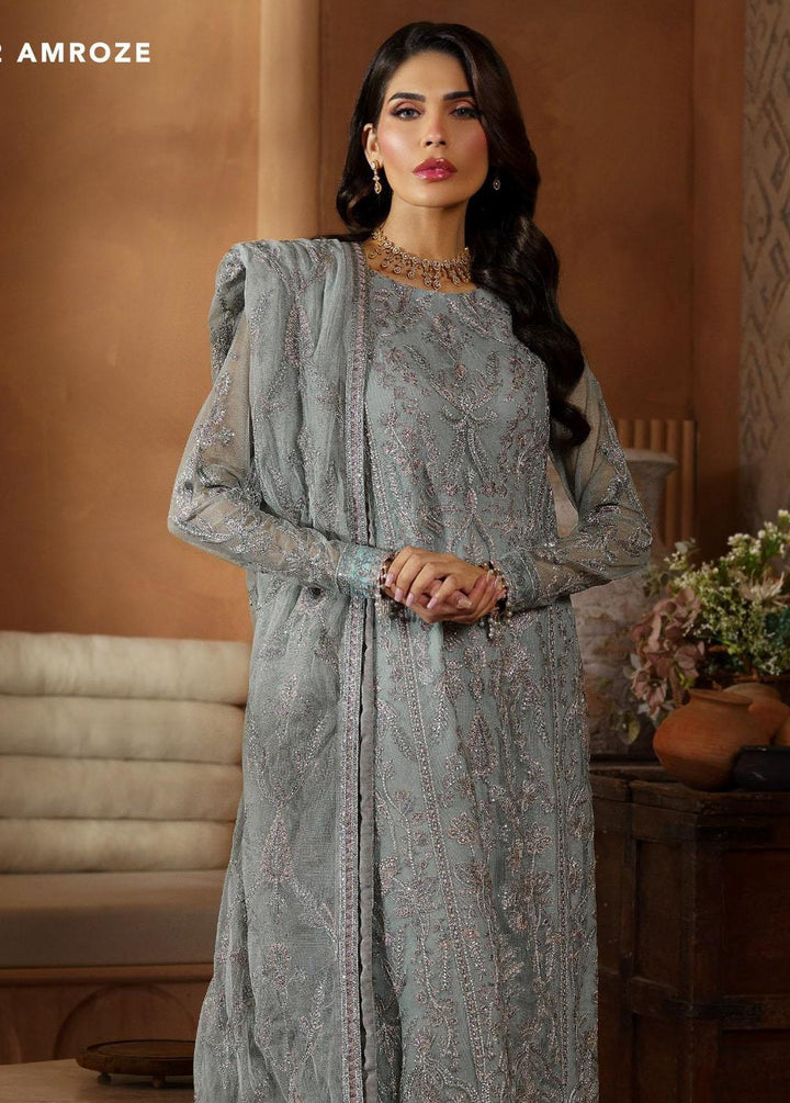 Nauroz By Zarif Embroidered Net Suits Unstitched 3 Piece ZR25UF ZFN 02 Amroze - Festive Collection