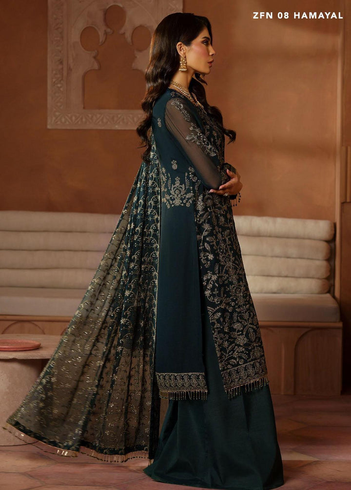 Nauroz By Zarif Embroidered Chiffon Suits Unstitched 3 Piece ZR25UF ZFN 08 Hamayal - Festive Collection