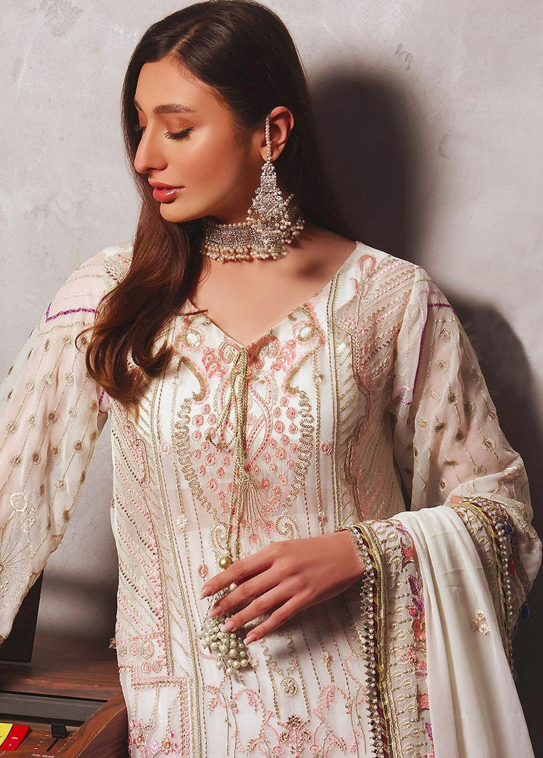 Naushad Imdad Embroidered Chiffon Suits Unstitched 3 Piece ND23C C1 - Luxury Collection