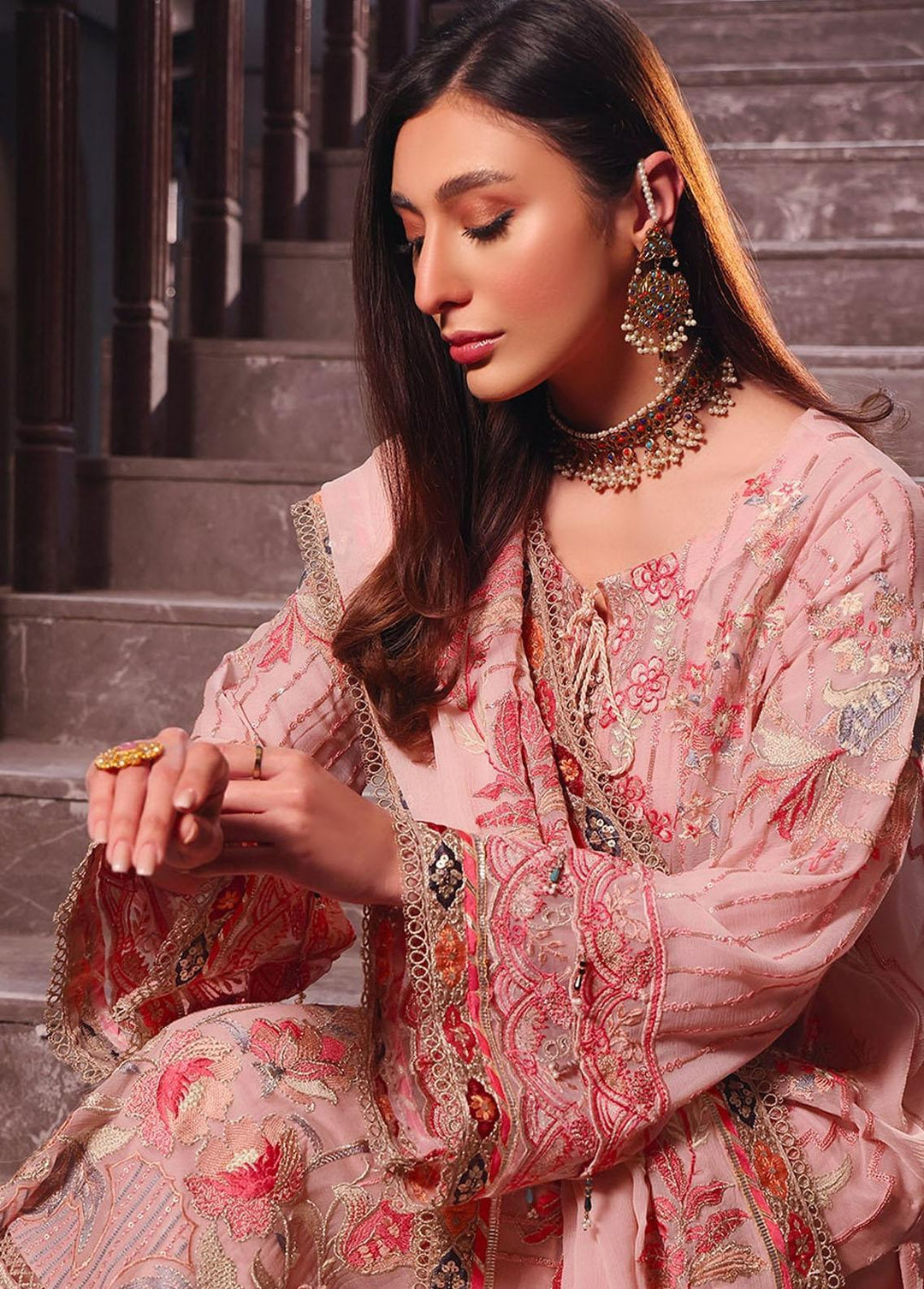 Naushad Imdad Embroidered Chiffon Suits Unstitched 3 Piece ND23C C5 - Luxury Collection