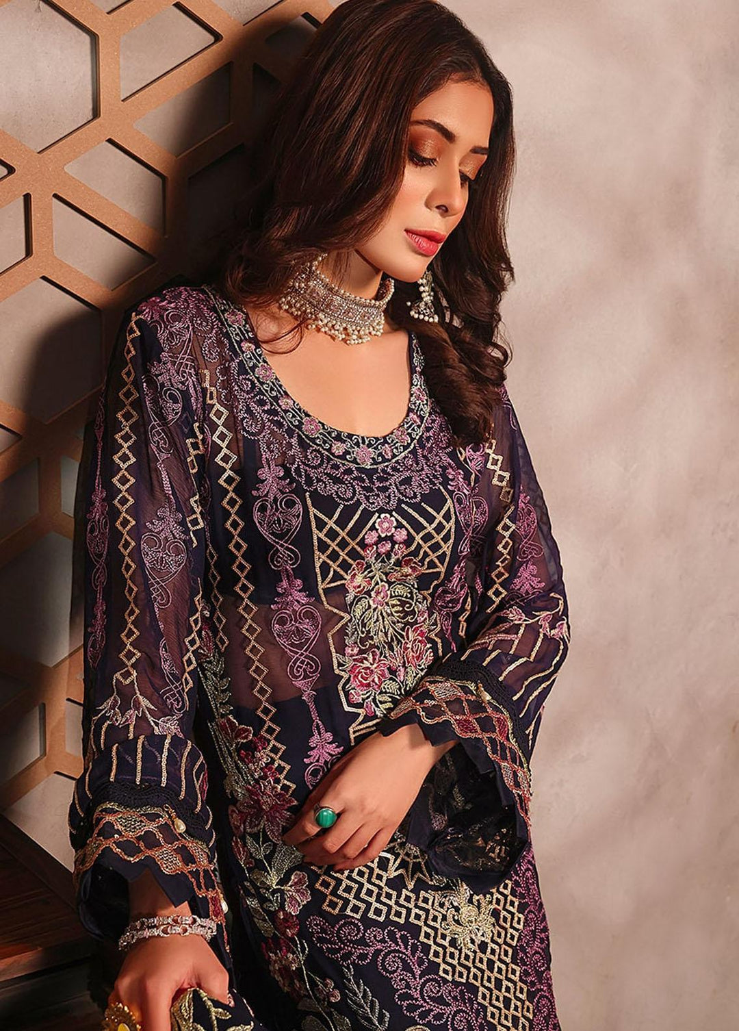 Naushad Imdad Embroidered Chiffon Suits Unstitched 3 Piece ND23C C9 - Luxury Collection
