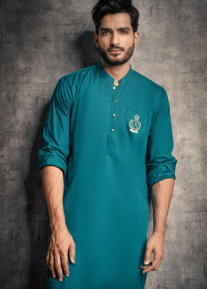 Naushad Imdad Cotton Formal Kurta Pajama for Men -  SEA GREEN KP