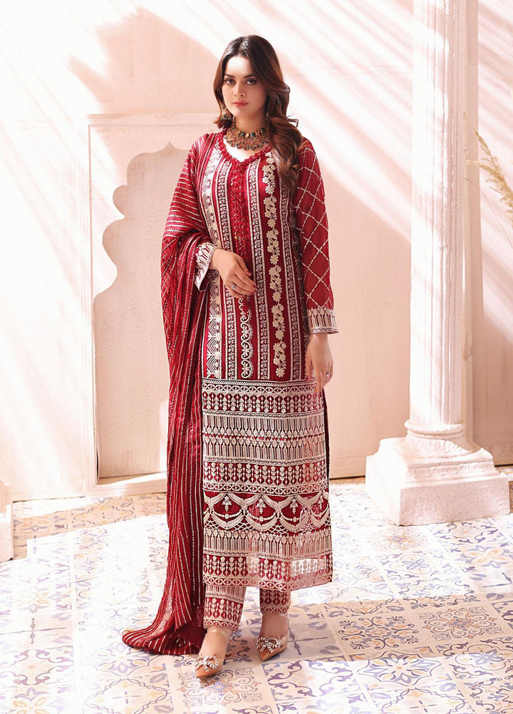 Naushad Imdad Embroidered Chiffon Suits Unstitched 3 Piece ND22LC NI-LC-005 RED FIESTA - Luxury Collection