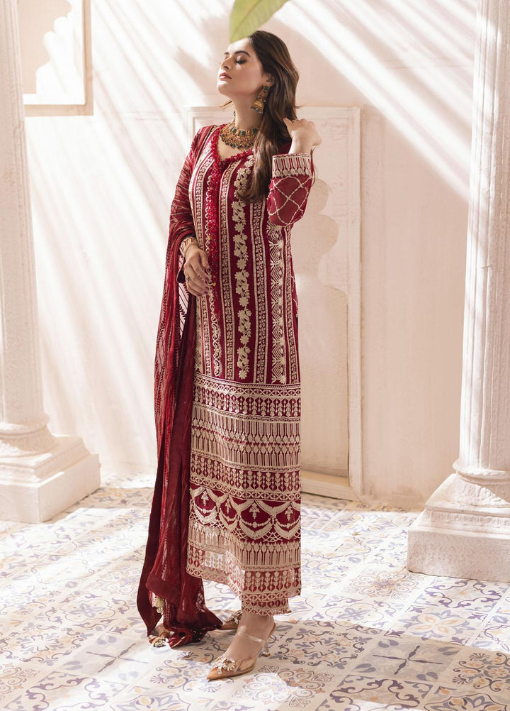 Naushad Imdad Embroidered Chiffon Suits Unstitched 3 Piece ND22LC NI-LC-005 RED FIESTA - Luxury Collection