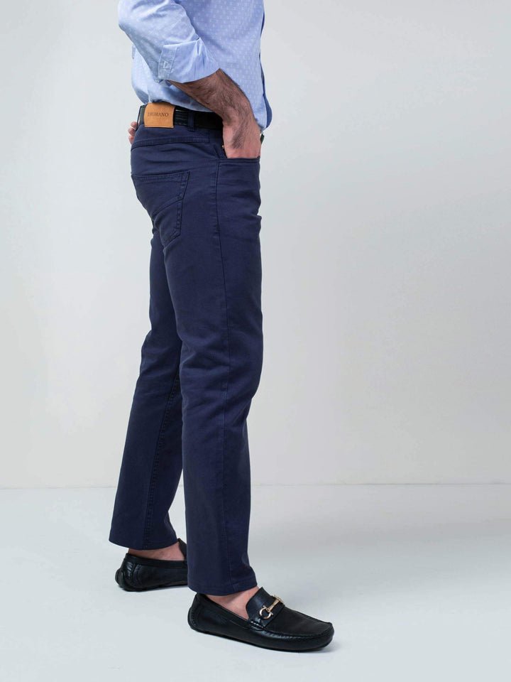 Brumano Solids Cotton Trouser Navy Blue Five Pocket Trouser