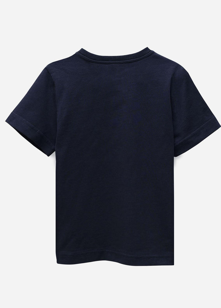 Brumano Cotton Casual Boys T-Shirts -  Navy Blue Printed Short Sleeves Casual T-Shirt