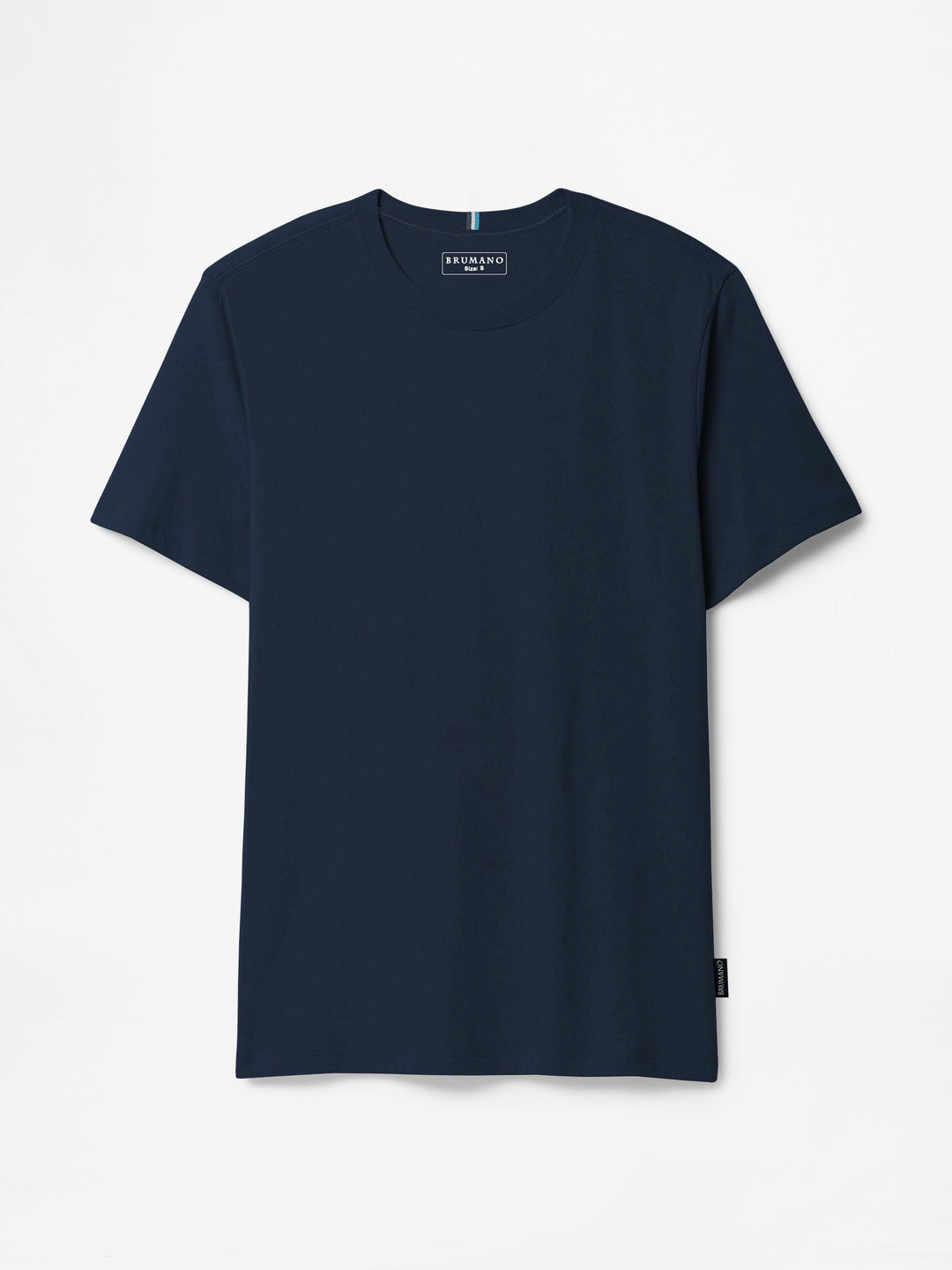 Brumano Mens T-Shirt RTW Solids Cotton Navy Blue Crew Neck Casual Collection