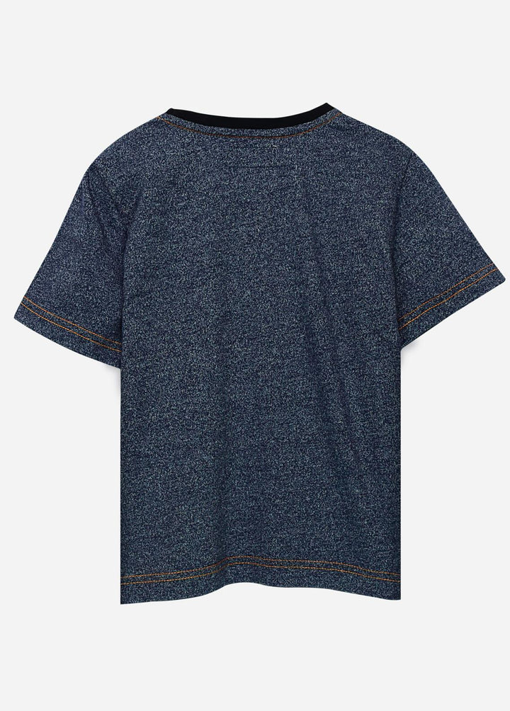 Brumano Cotton Casual Boys T-Shirts -  Navy Blue Short Sleeves Marl Casual T-Shirt