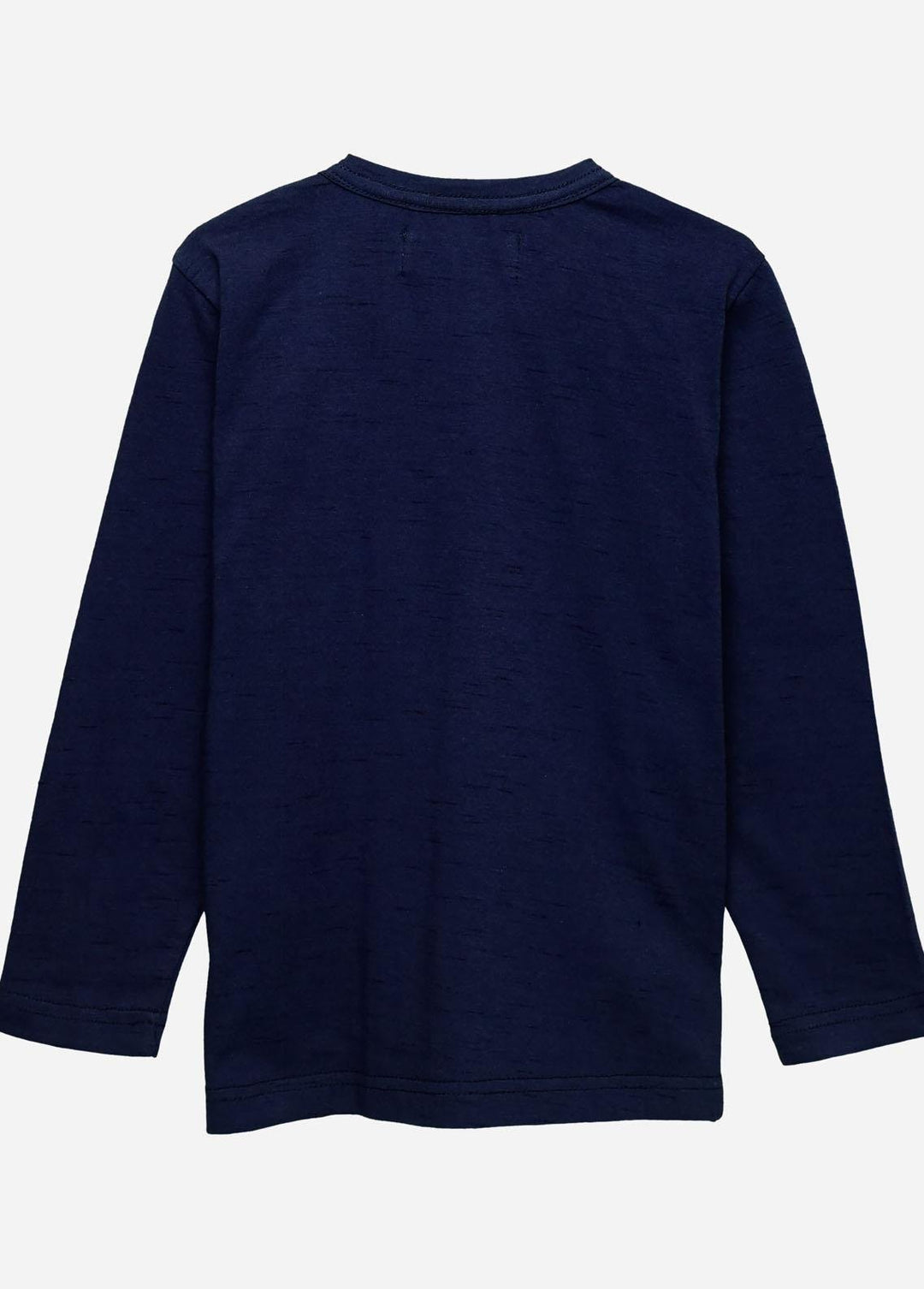 Brumano Cotton Casual T-Shirts for Boys -   Navy Full Sleeve T-Shirt With Contrasting Pocket - Junior