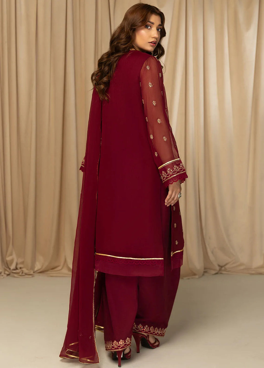 Nawabzadi By Meeral Embroidered Chiffon Suit Unstitched 3 Piece MRL24N Siva - Formals Collection