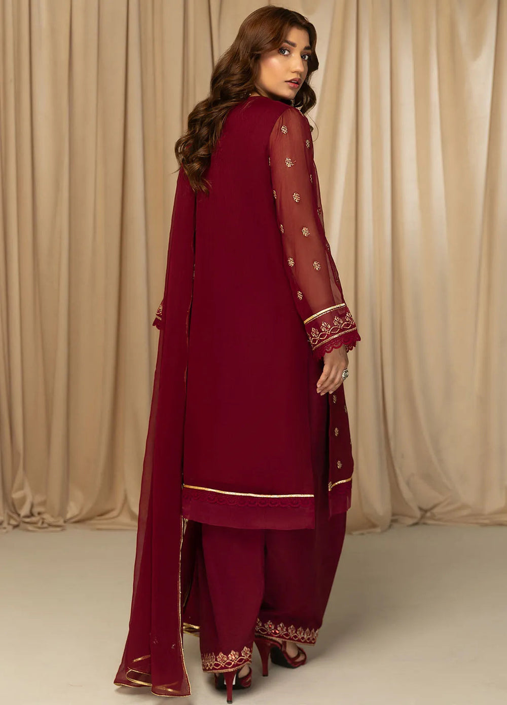 Nawabzadi By Meeral Embroidered Chiffon Suit Unstitched 3 Piece MRL24N Siva - Formals Collection