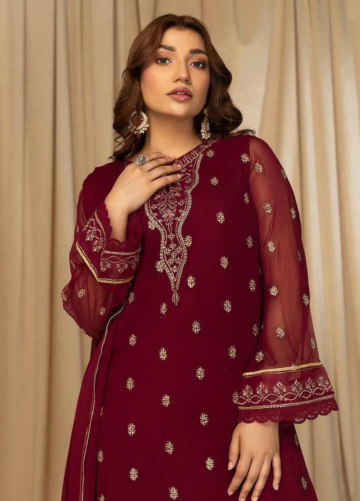 Nawabzadi By Meeral Embroidered Chiffon Suit Unstitched 3 Piece MRL24N Siva - Formals Collection