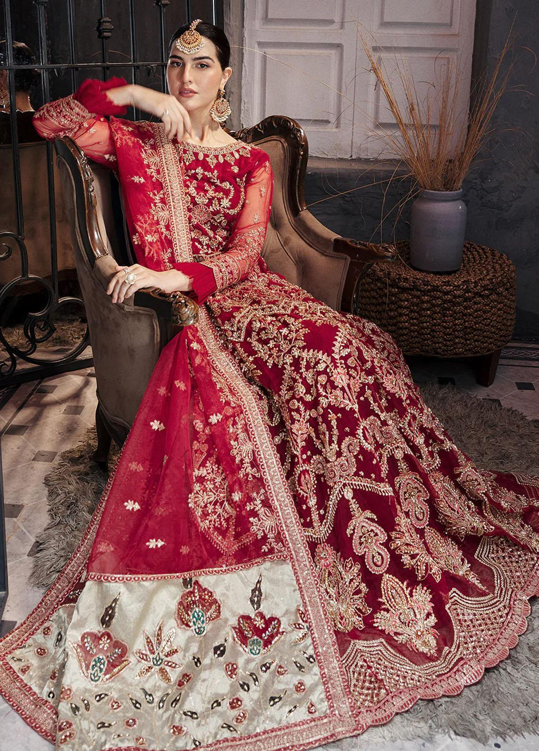 Nawabzadi By Emaan Adeel Embroidered Net Suits Unstitched 3 Piece NZ23EA NW-01 - Luxury Collection