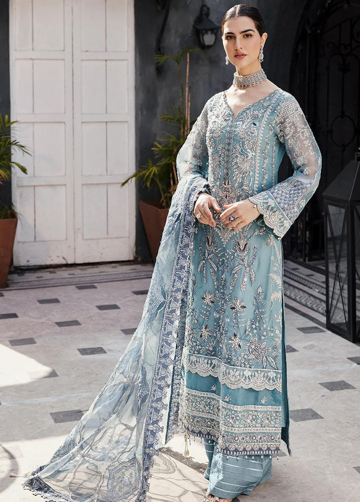 Nawabzadi By Emaan Adeel Embroidered Organza Suits Unstitched 3 Piece NZ23EA NW-02 - Luxury Collection