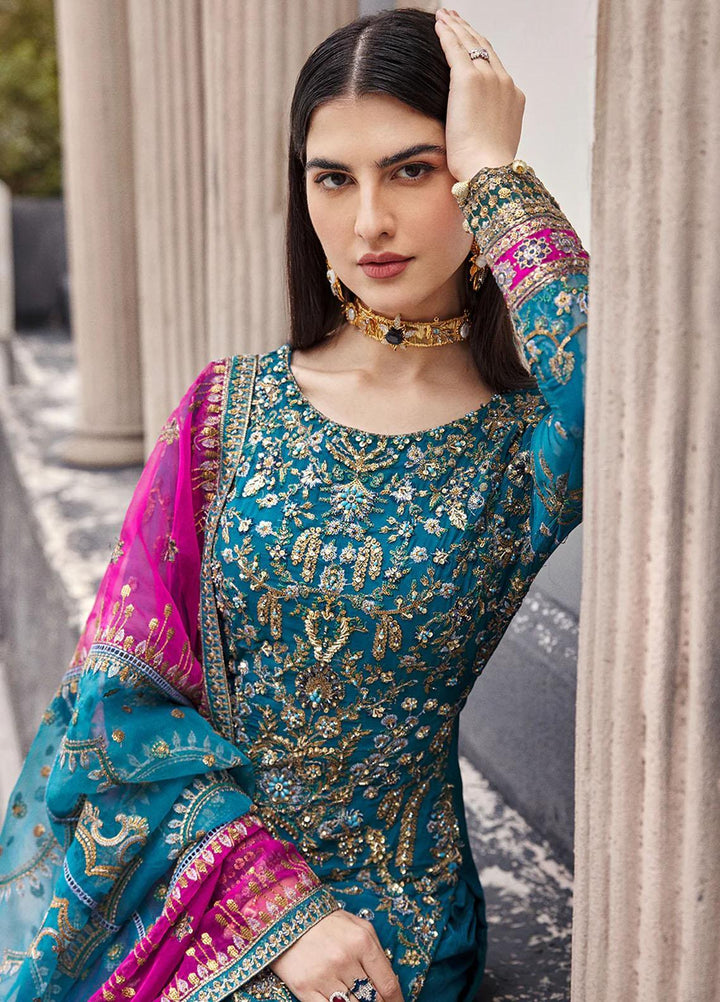 Nawabzadi By Emaan Adeel Embroidered Chiffon Suits Unstitched 3 Piece NZ23EA NW-05 - Luxury Collection