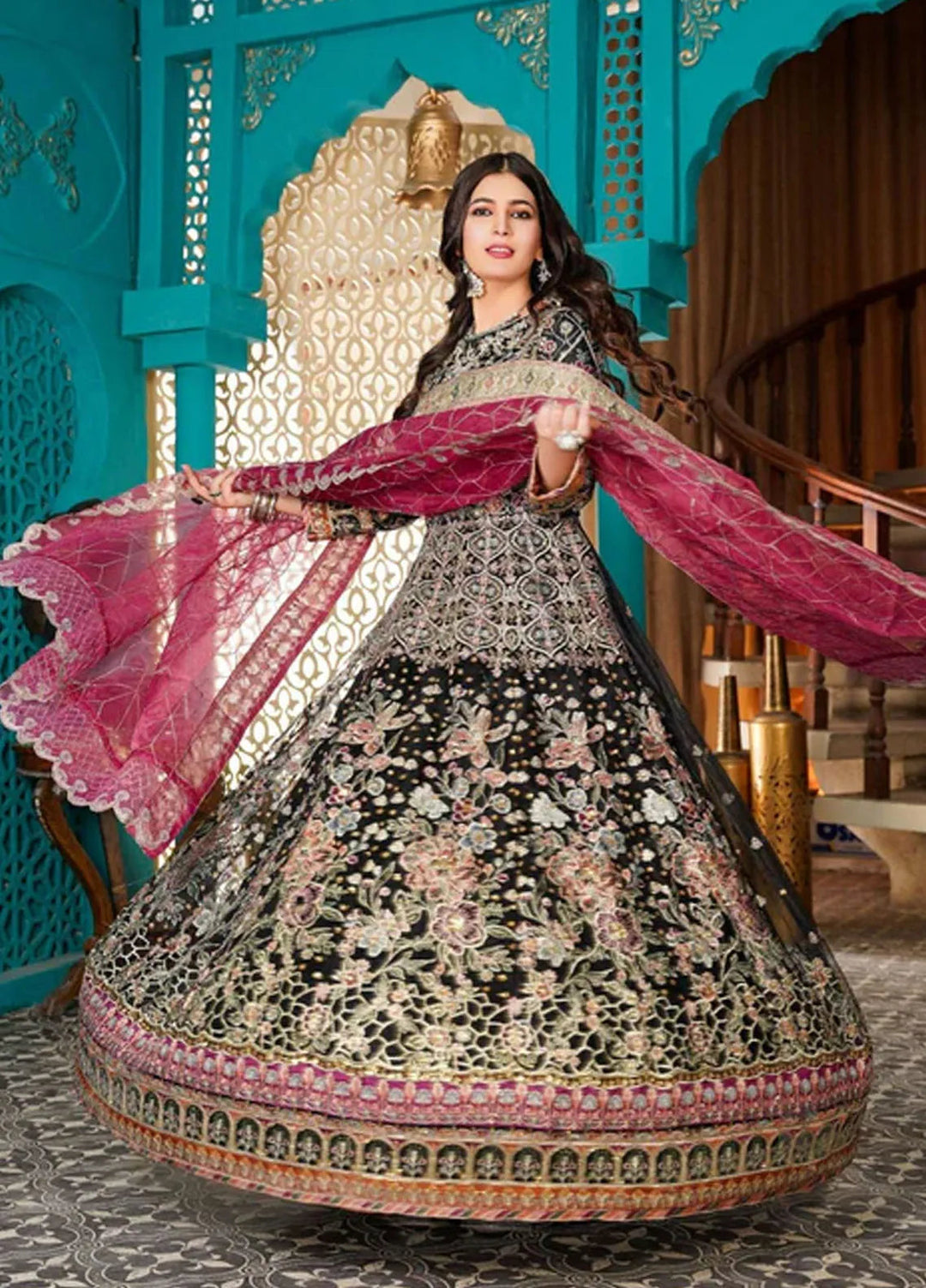 Naya Mausam by Gulnoor Pret Embroidered Bereze Net 3 Piece Suit Gulkari