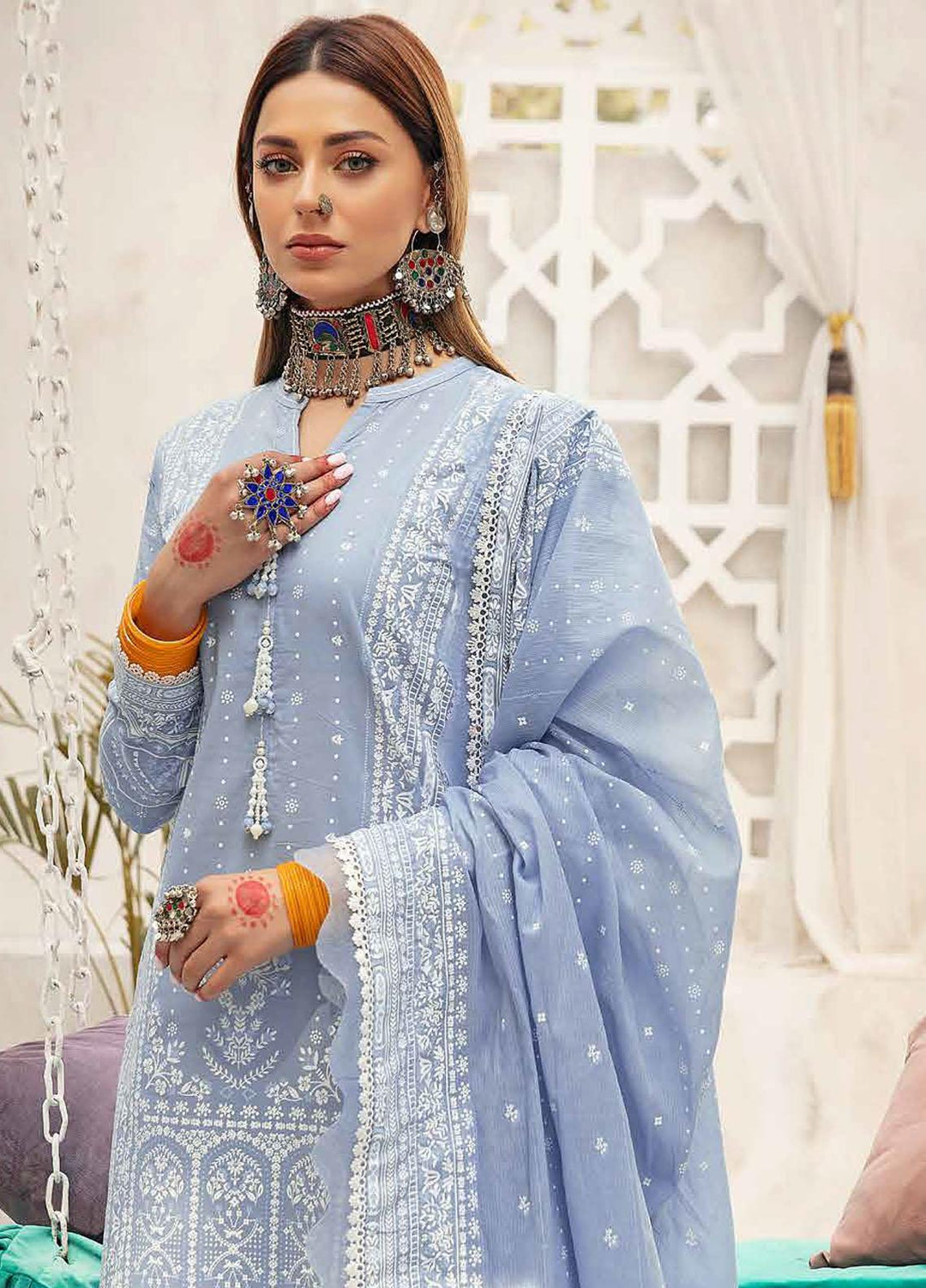 Nayaab By Gul Ahmed Printed Dobby Suits Unstitched 3 Piece GA22N DB-22007A - Summer Collection