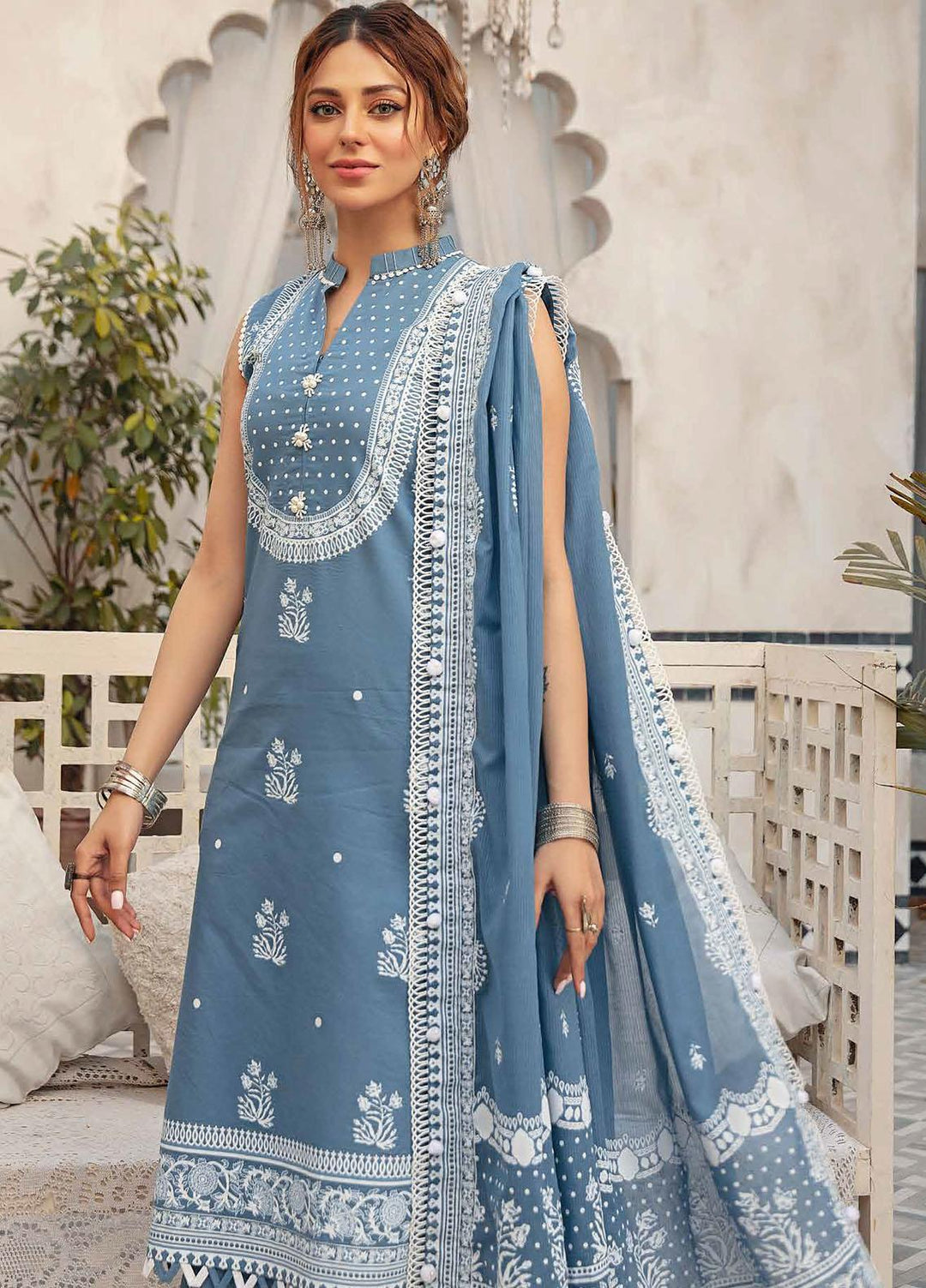 Nayaab By Gul Ahmed Printed Dobby Suits Unstitched 3 Piece GA22N DB-22008A - Summer Collection