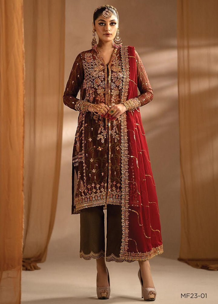 Nayab By Myeesha Embroidered Chiffon Suits Unstitched 4 Piece MYA23N MF23-01 Yaqoot - Festive Collection