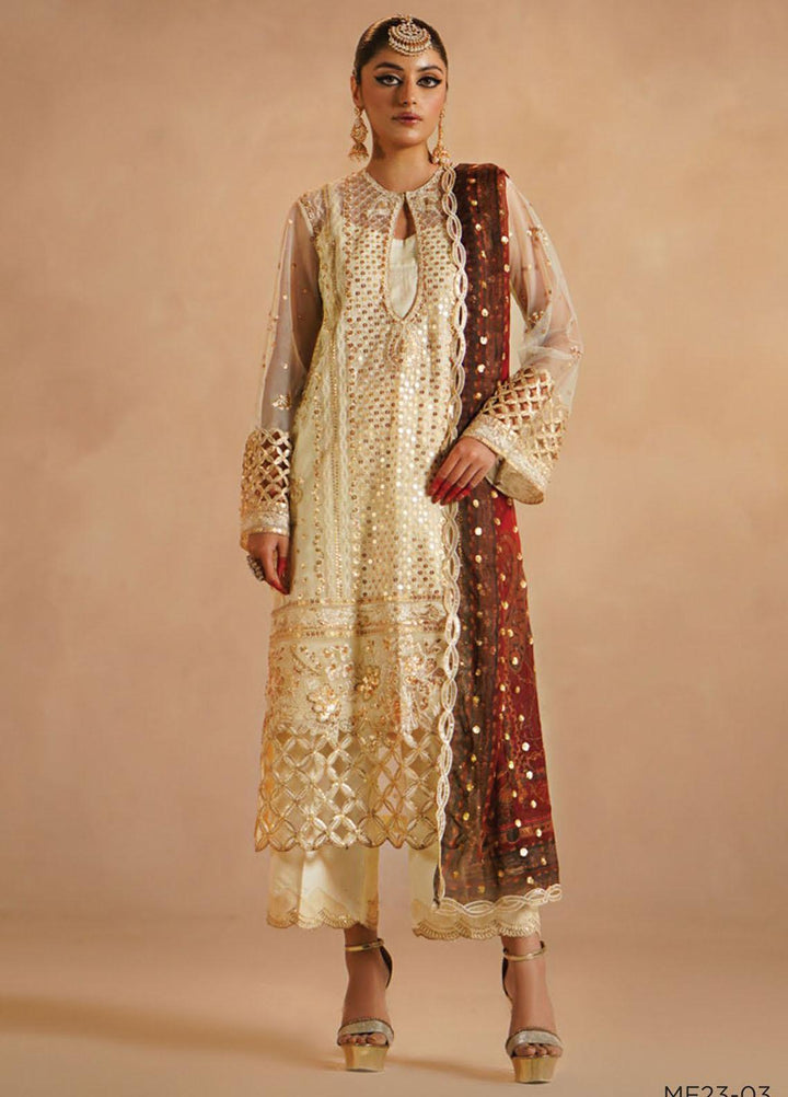 Nayab By Myeesha Embroidered Net Suits Unstitched 4 Piece MYA23N MF23-03 Dur-e-Najaf - Festive Collection