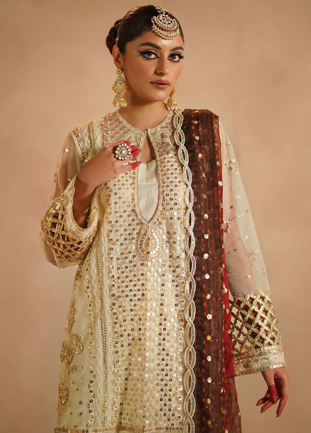 Nayab By Myeesha Embroidered Net Suits Unstitched 4 Piece MYA23N MF23-03 Dur-e-Najaf - Festive Collection