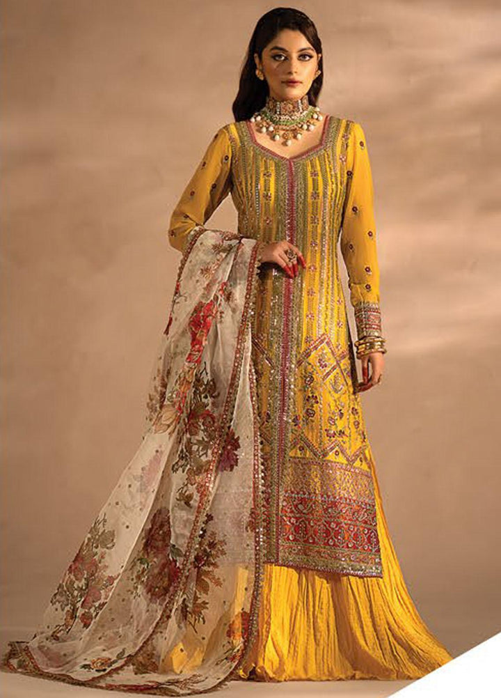 Nayab By Myeesha Embroidered Chiffon Suits Unstitched 4 Piece MYA23N MF23-05 Pukhraaj - Festive Collection