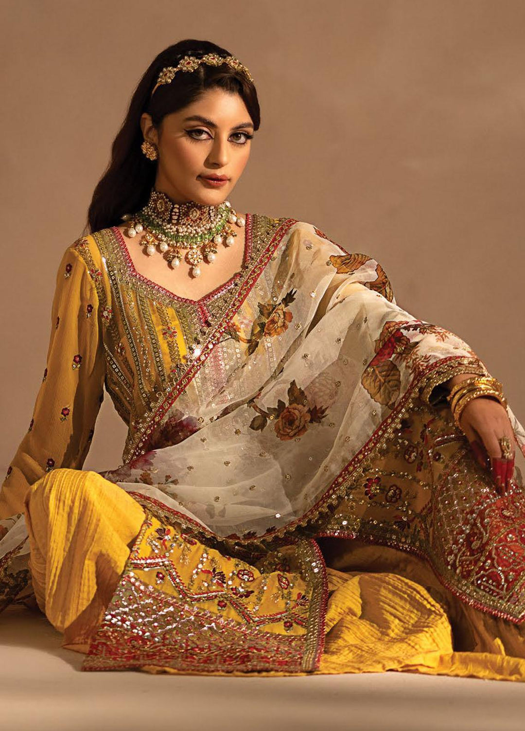 Nayab By Myeesha Embroidered Chiffon Suits Unstitched 4 Piece MYA23N MF23-05 Pukhraaj - Festive Collection