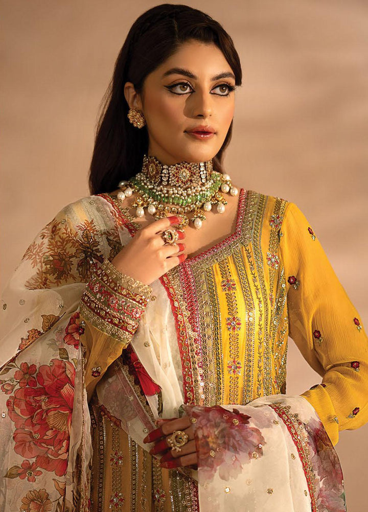 Nayab By Myeesha Embroidered Chiffon Suits Unstitched 4 Piece MYA23N MF23-05 Pukhraaj - Festive Collection