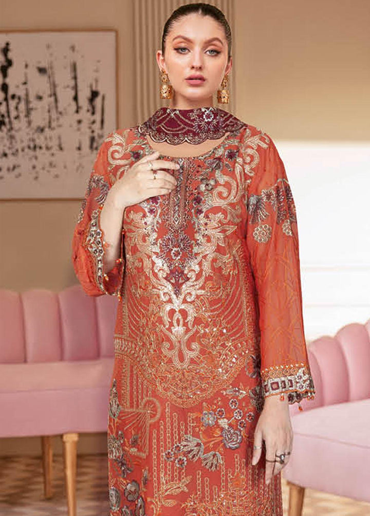 Nayab By Ramsha Embroidered Chiffon Suits Unstitched 3 Piece RSH23-N2 N-202 - Luxury Collection