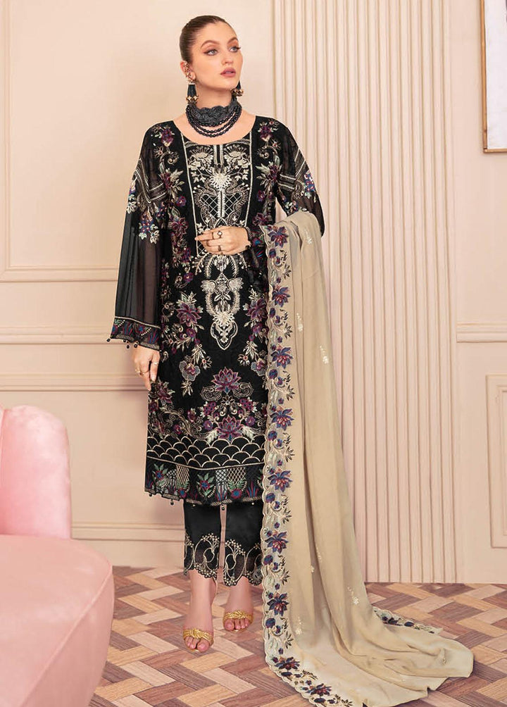 Nayab By Ramsha Embroidered Chiffon Suits Unstitched 3 Piece RSH23-N2 N-203 - Luxury Collection