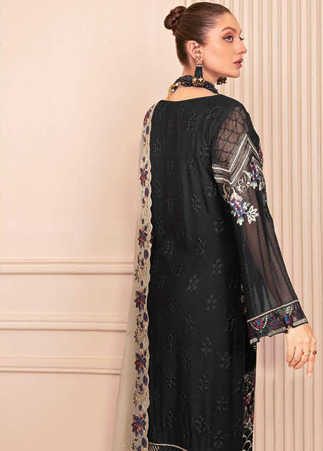 Nayab By Ramsha Embroidered Chiffon Suits Unstitched 3 Piece RSH23-N2 N-203 - Luxury Collection