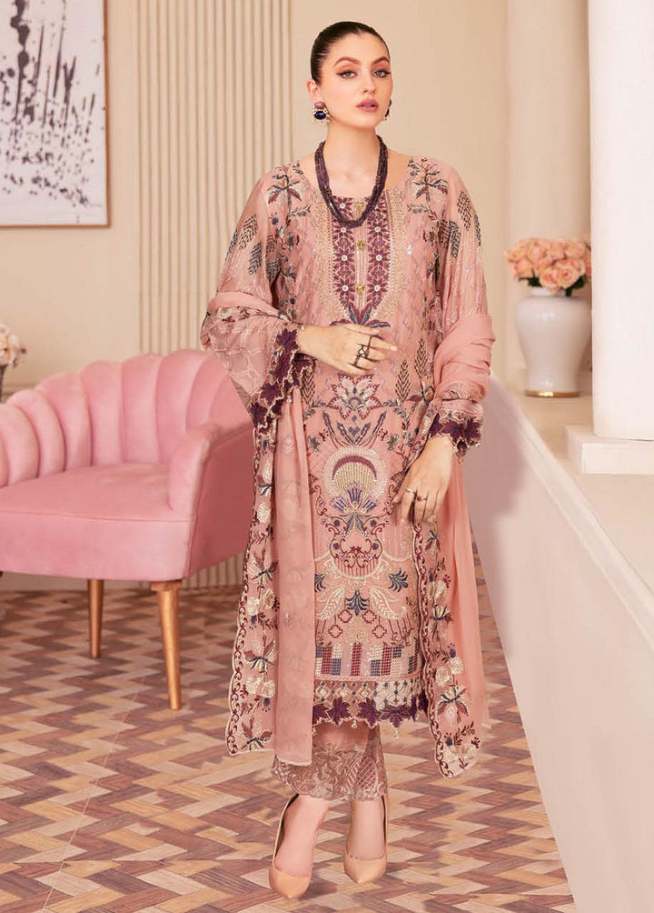 Nayab By Ramsha Embroidered Chiffon Suits Unstitched 3 Piece RSH23-N2 N-204 - Luxury Collection