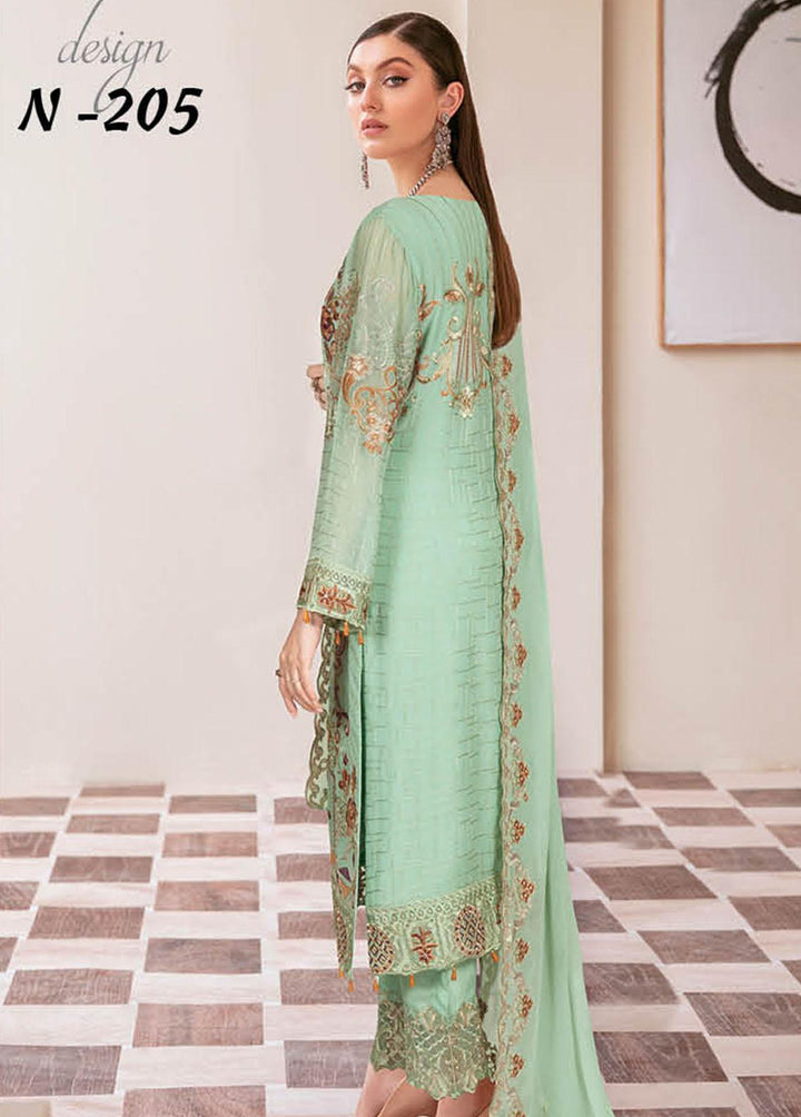 Nayab By Ramsha Embroidered Chiffon Suits Unstitched 3 Piece RSH23-N2 N-205 - Luxury Collection