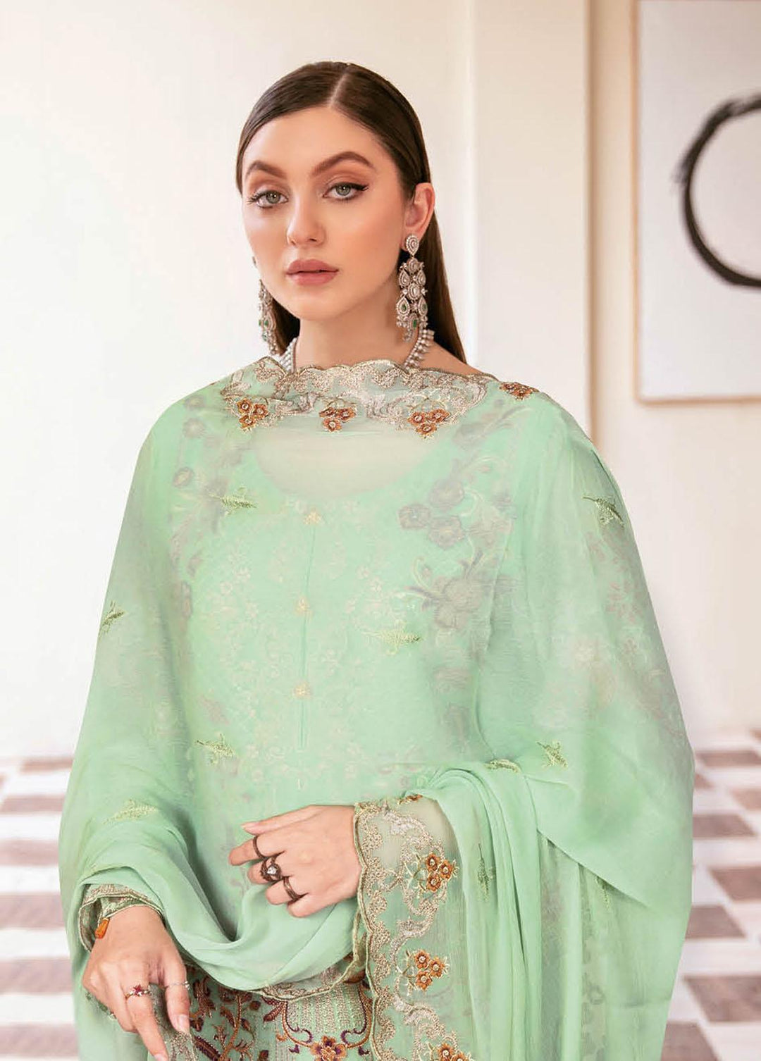 Nayab By Ramsha Embroidered Chiffon Suits Unstitched 3 Piece RSH23-N2 N-205 - Luxury Collection