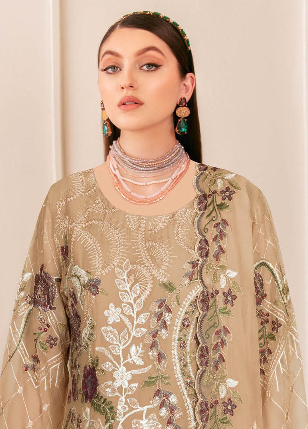 Nayab By Ramsha Embroidered Chiffon Suits Unstitched 3 Piece RSH23-N2 N-206 - Luxury Collection