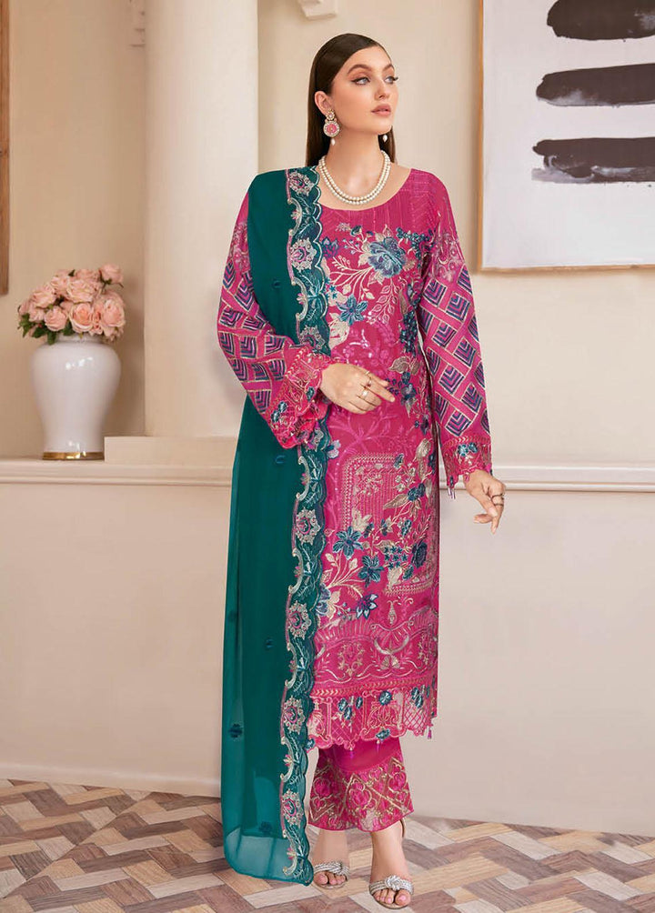Nayab By Ramsha Embroidered Chiffon Suits Unstitched 3 Piece RSH23-N2 N-207 - Luxury Collection