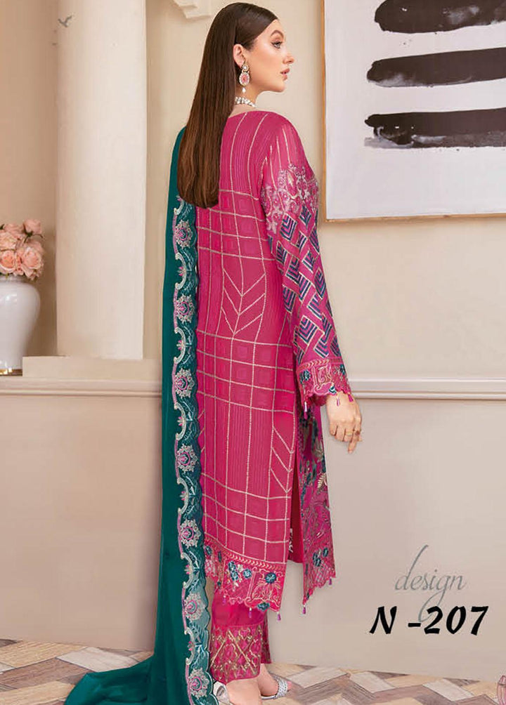 Nayab By Ramsha Embroidered Chiffon Suits Unstitched 3 Piece RSH23-N2 N-207 - Luxury Collection