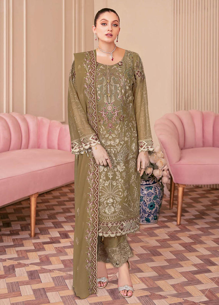 Nayab By Ramsha Embroidered Chiffon Suits Unstitched 3 Piece RSH23-N2 N-208 - Luxury Collection
