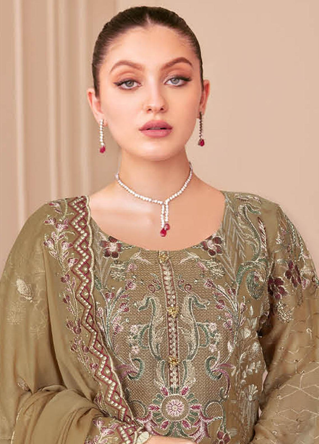 Nayab By Ramsha Embroidered Chiffon Suits Unstitched 3 Piece RSH23-N2 N-208 - Luxury Collection