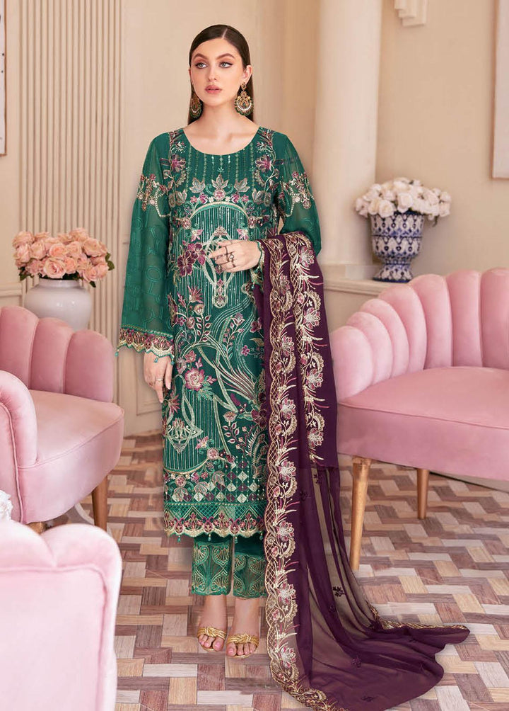 Nayab By Ramsha Embroidered Chiffon Suits Unstitched 3 Piece RSH23-N2 N-209 - Luxury Collection
