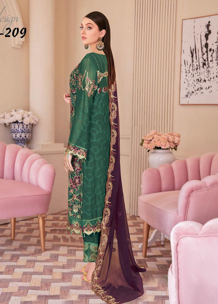 Nayab By Ramsha Embroidered Chiffon Suits Unstitched 3 Piece RSH23-N2 N-209 - Luxury Collection