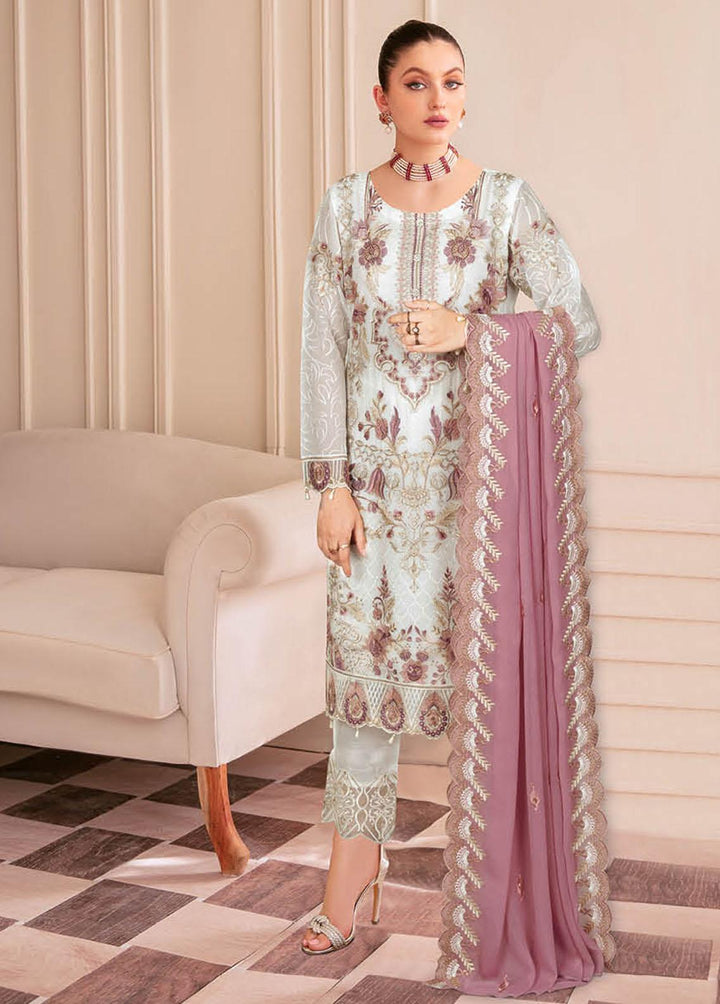 Nayab By Ramsha Embroidered Chiffon Suits Unstitched 3 Piece RSH23-N2 N-210 - Luxury Collection