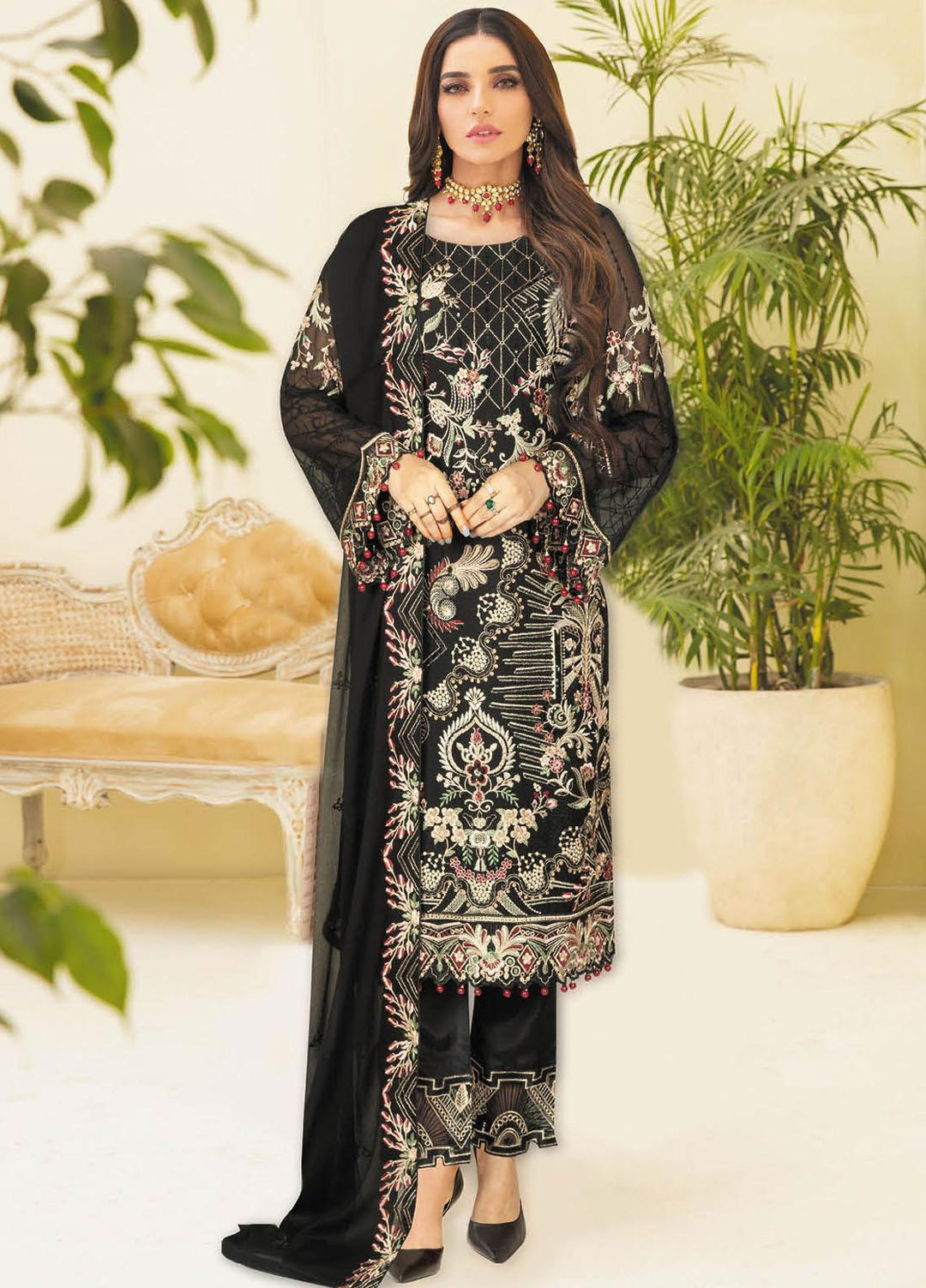 Nayab By Ramsha Embroidered Chiffon Suits Unstitched 3 Piece RSH23-N3 N-301 - Festive Collection