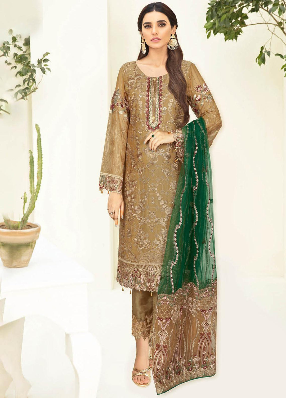 Nayab By Ramsha Embroidered Chiffon Suits Unstitched 3 Piece RSH23-N3 N-302 - Festive Collection