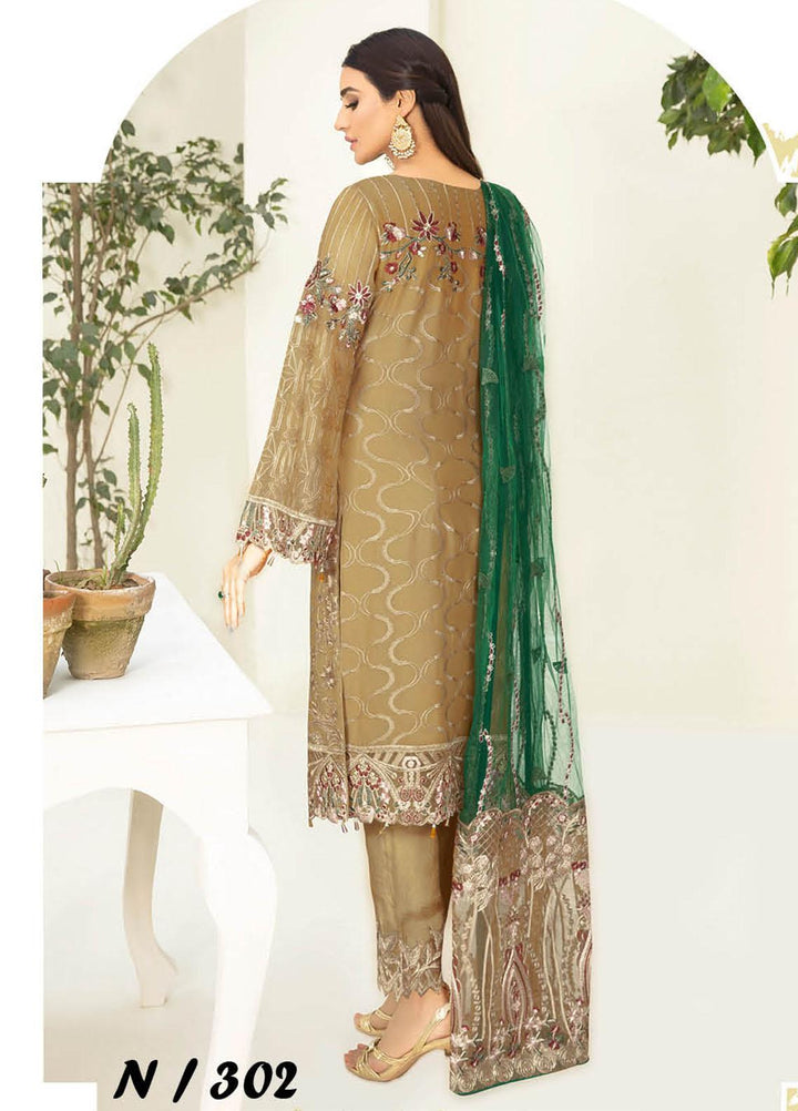 Nayab By Ramsha Embroidered Chiffon Suits Unstitched 3 Piece RSH23-N3 N-302 - Festive Collection